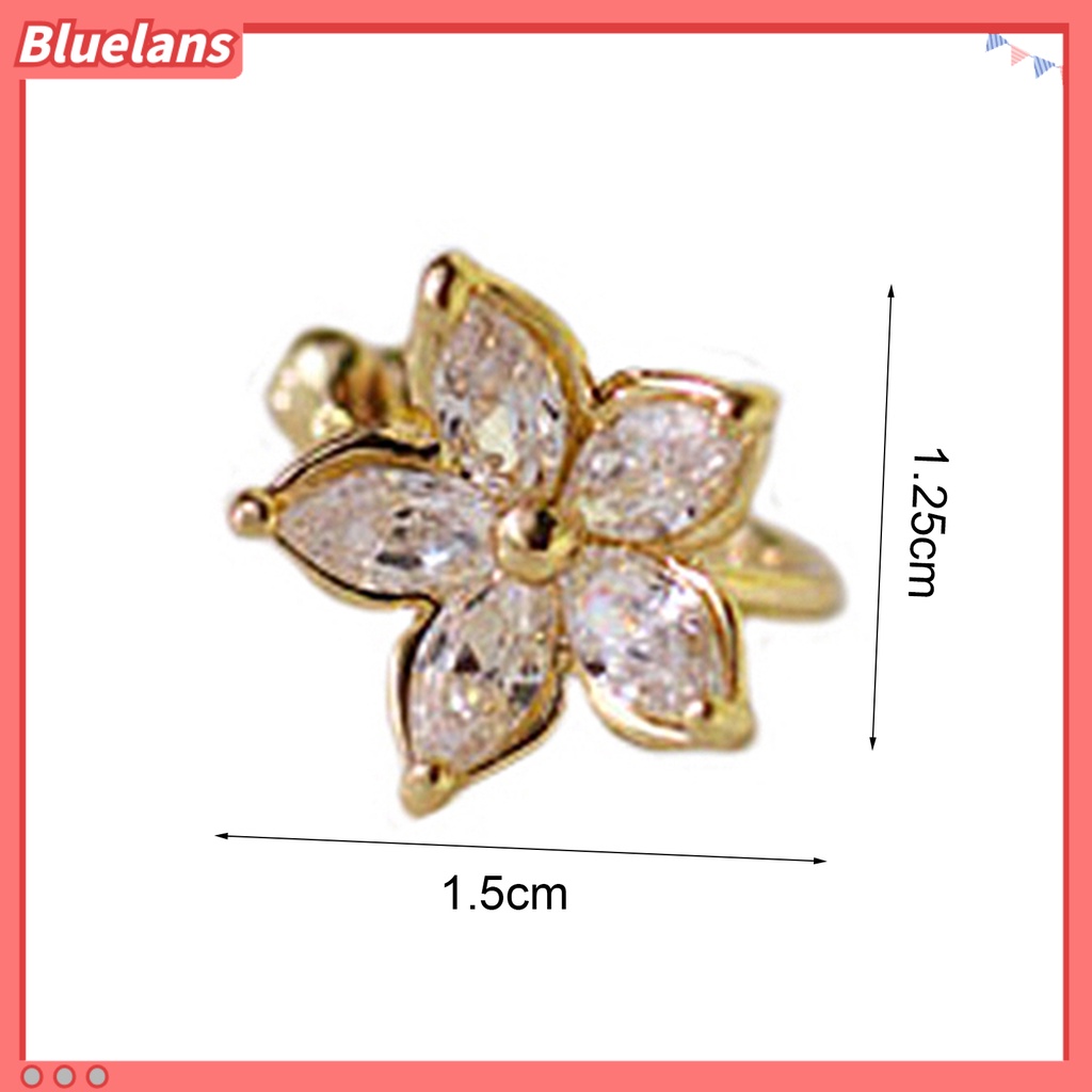 Bluelans Anting Cuff Bentuk U Desain Bunga Bahan Alloy Tidak Pudar Untuk Pesta