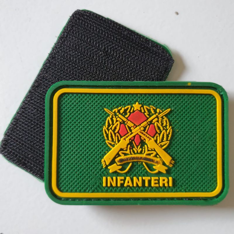 PATCH RUBBER LOGO INFANTRI TNI-AD/TEMPELAN EMBLEM KARET VELCRO ARMY