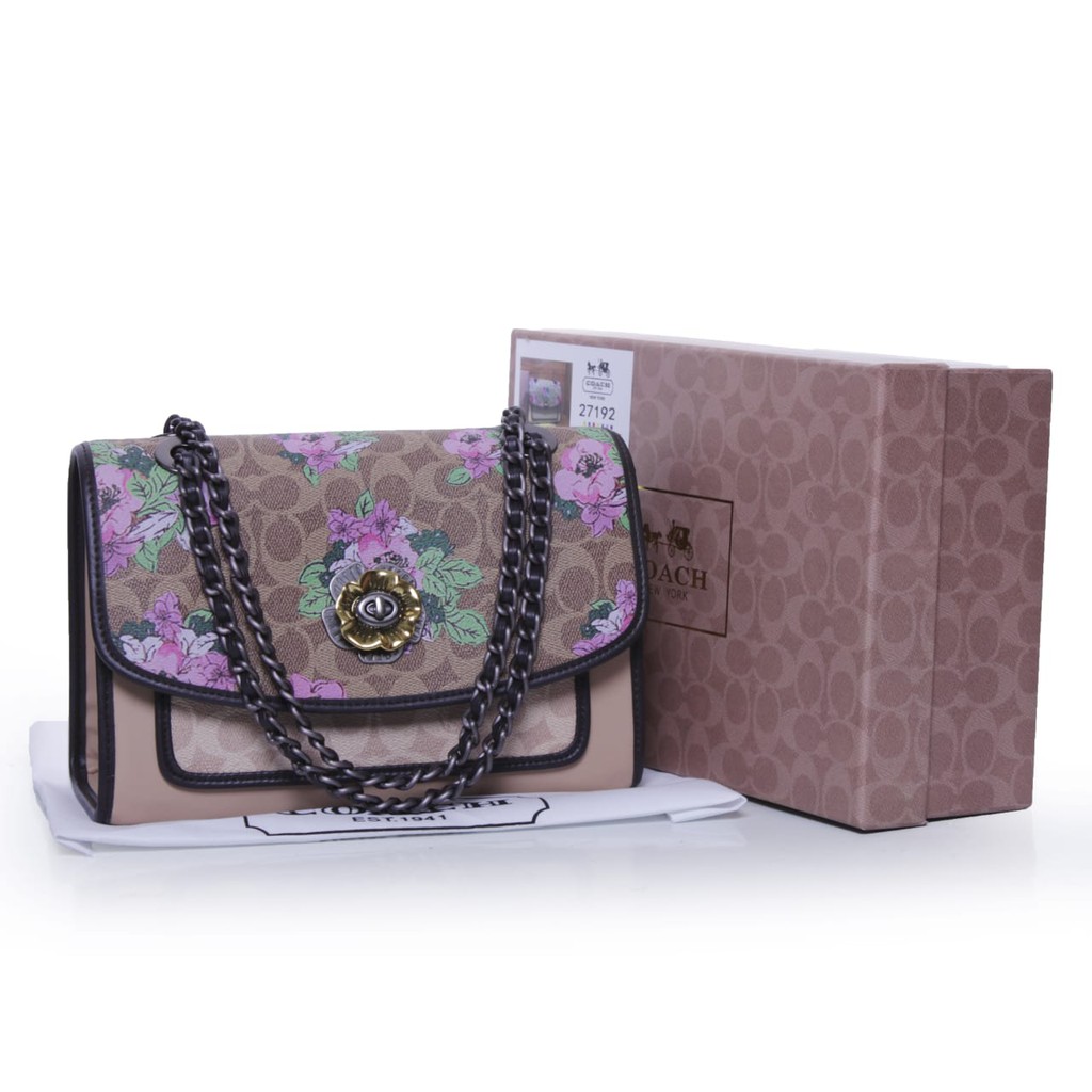 COACH Parker in Blocked Signature Canvas Blossom (07) Size 26cm / Tas Wanita / Tas Pundak