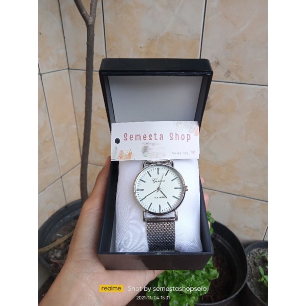 JAM TANGAN ANALOG STRAP SILVER WANITA || HAMPERS ULANG TAHUN