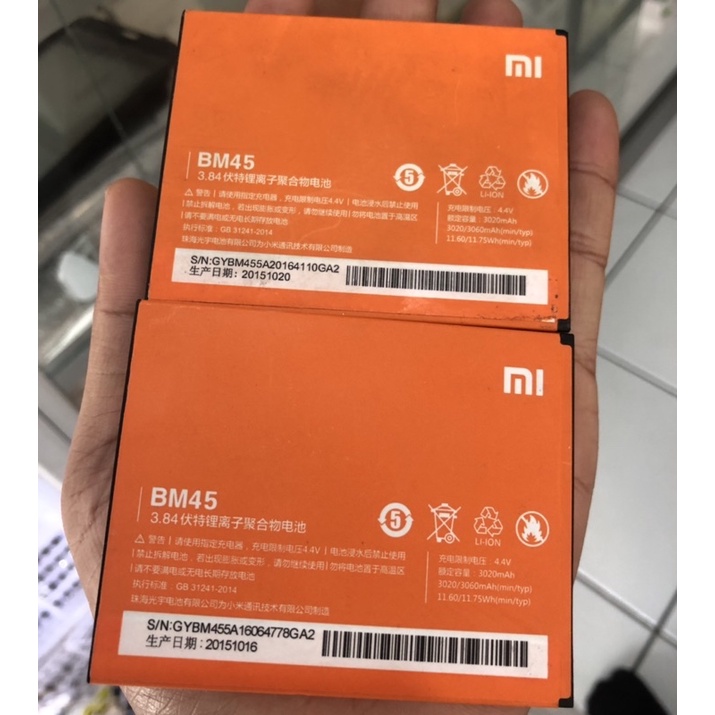 Baterai Xiaomi Redmi note 2 Bm45 copotan original Baterai Bm45 copotan Ori