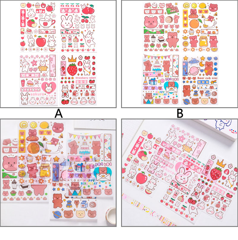 (Ready Stock) 4pcs / Set Stiker Kertas / Selotip Washi Motif Kartun Hewan Peliharaan Jepang Untuk Dekorasi Album Foto