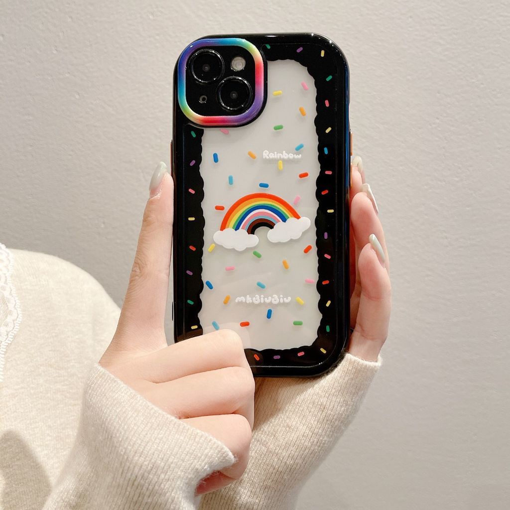 Case Transparan Desain Dot Pelangi Untuk iPhone 12 13 11 Pro Max X Xs Max Xr nbhw