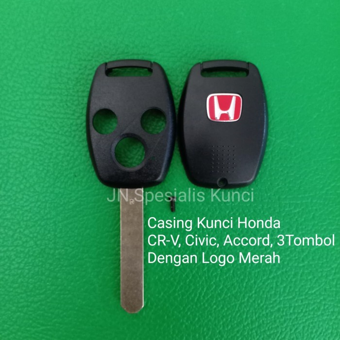 CASING KUNCI HONDA CR-V, CIVIC, ACCORD TOMBOL 3 +DENGAN LOGO MERAH