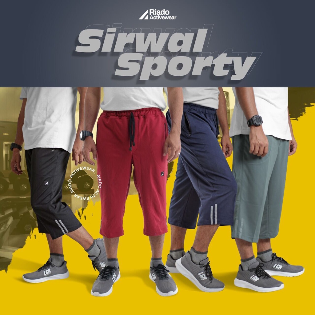 Celana Sirwal Sporty Olahraga 3/4 Riado Rosal Outfit elastis Material Lotto Easy To Dry Menyerap ker
