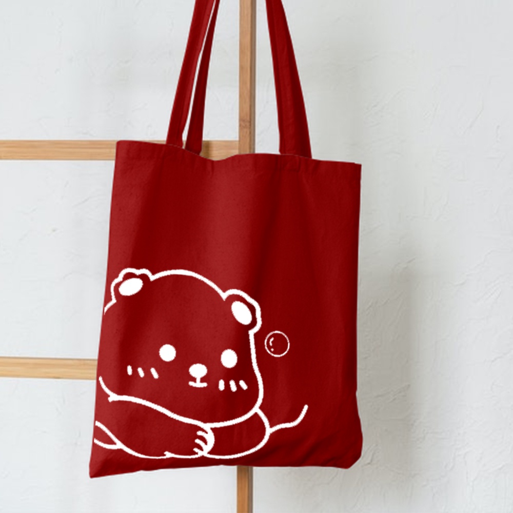4.4 BARU PROMO 2022 TOTE TERBARU RESLETING TOTEBAG KPOP / TOTE BAG KPOP / KOREA / ANIMAL / LUCU / PANDA / SAPI LUCU /  TOTE UKURAN BESAR RESLETING KANVAS WARNA HITAM MARUN NAVY KREM GRATIS ONGKIR SELURUH INDONESIA-2