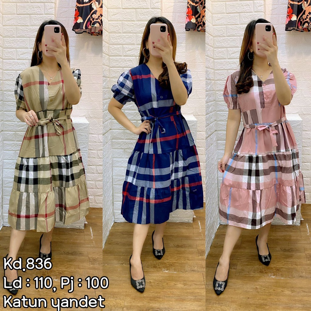 Jual Dress Wanita Xxl Kotak Burberry Lengan Pendek Karet Kd836 Gs312 Indonesia|Shopee Indonesia