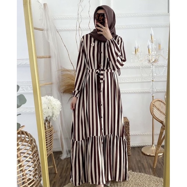 IC Dress terbaru 2021 / Dress wanita dress muslim / Gamis garis-garis