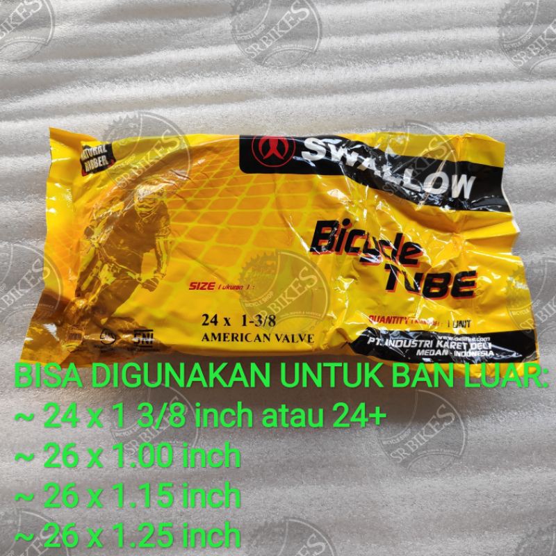 Ban Dalam 24 x 1 3/8 / 26 x 1.00 / 26 x 1.15 / 26 x 1.25 Sepeda Mini MTB. AV PENTIL MOTOR. SWALLOW