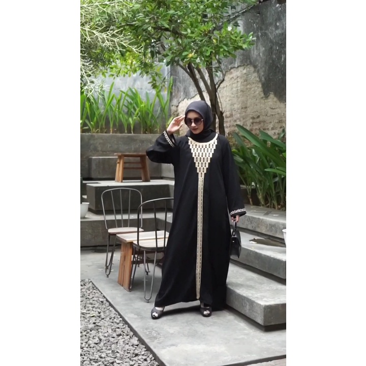 Murah dres Abaya Bordir maxi-promo dadakan-fashion muslim-abaya syari jumbo xxl-gamis kekinian-gamis