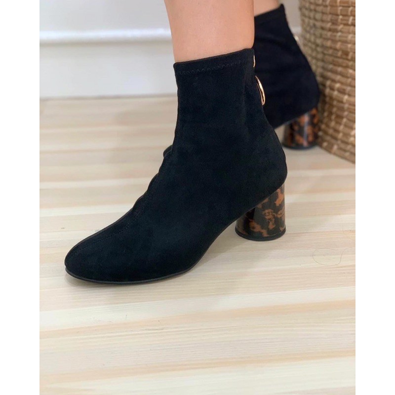 [7.7 Boombastis Sale⚡] - SEPATU BOOTS WANITA BRANDED TORTOISESHELL MID HEELS ANKLE ZS270 PREMIUM IMPORT