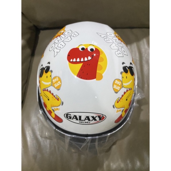 Helm Anak GALAXY SKY SNI Dino Putih Usia 3-7 Tahun Terlaris Termurah