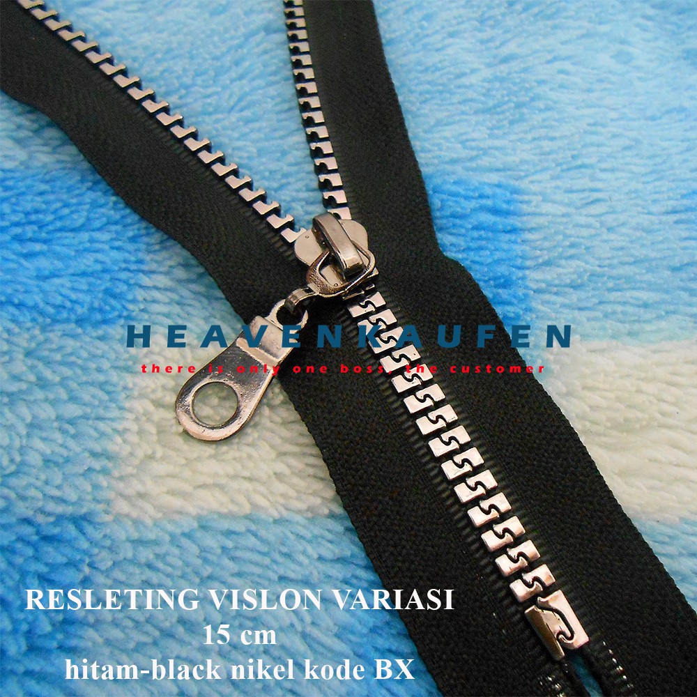 Resleting 15 cm Hitam - Black Nikel Vislon Variasi Kode BX