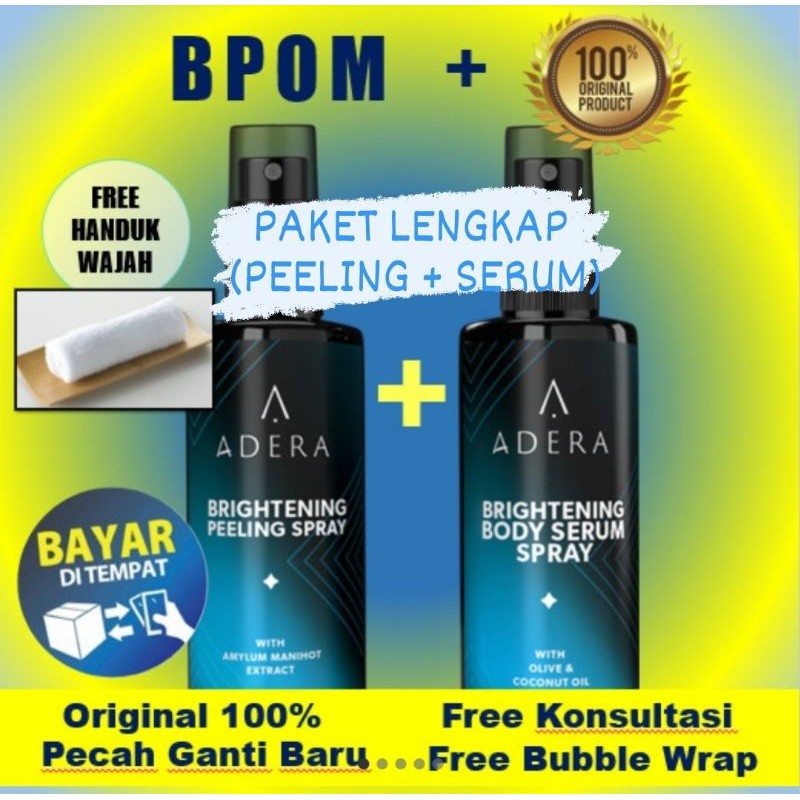 ADERA Brightening Whitening Body Serum dan Peeling Spray Original 100% BPOM