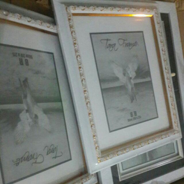 Frame Minimalis Putih 5r Linen 2in1