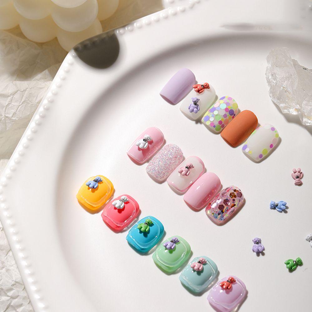 Augustina Bear Nail Art Perhiasan Logam Lucu Kartun Berlian Beruang DIY Nail Art Ornamen