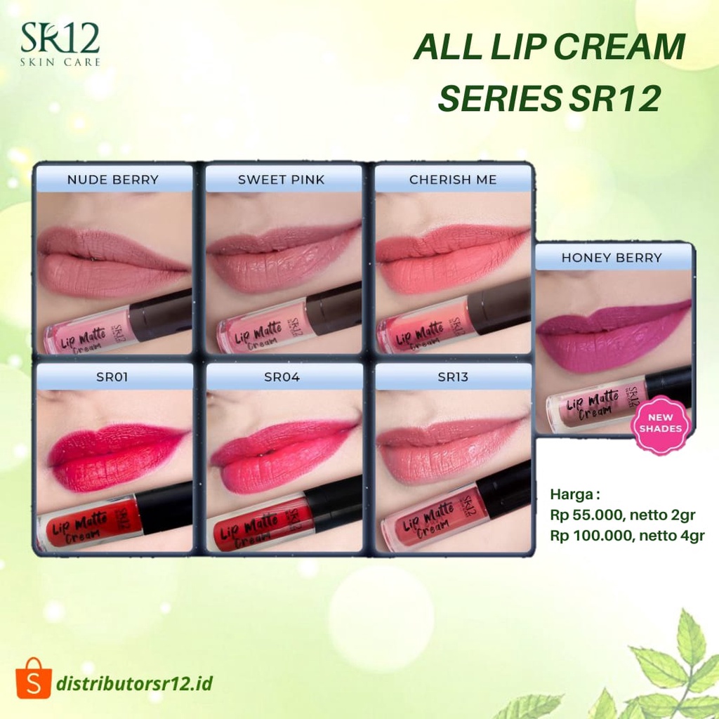 LIP CREAM SR12 / LIPCREAM AMAN BPOM BEBAS PARABEN / LEMBUT DAN TIDAK KERING DIBIBIR