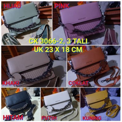 Tas fashion wanita ck 3066-2 import 3 tali uk 23 x 18cm handbags selempang Terbaru 