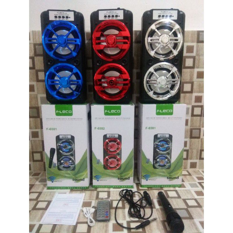 COD SPEAKER BLUETOOTH F-6581/F-6582 BONUS MIC KARAOKE + REMOTE // SALON AKTIF SPEAKER F-6581/F-6582 SUPER BASS