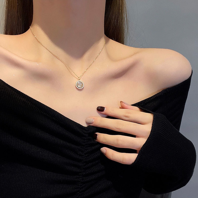 Shuling Korean version Opal Pendant Titanium Necklace Female Micro-inlaid Six-pointed Star Fashion Choker Necklace Wholesale