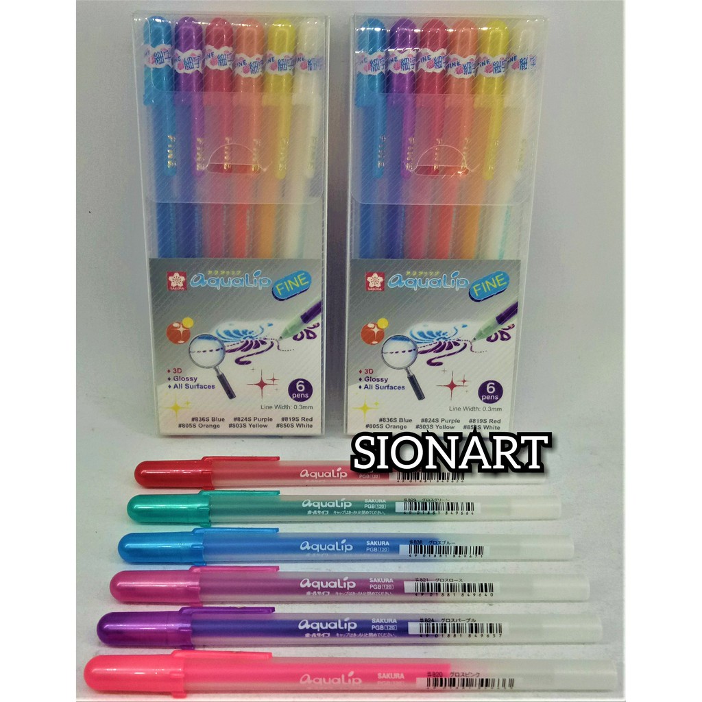 

Sakura Gelly Roll Aqualip Fine Point Set 6 Gel Pen 3D Nail Art craft