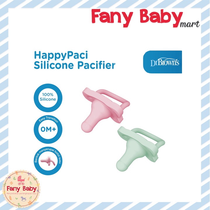 DR BROWNS HAPPY PACI ONE PIECE SILICONE PACIFIER 0M+ 2 PACK