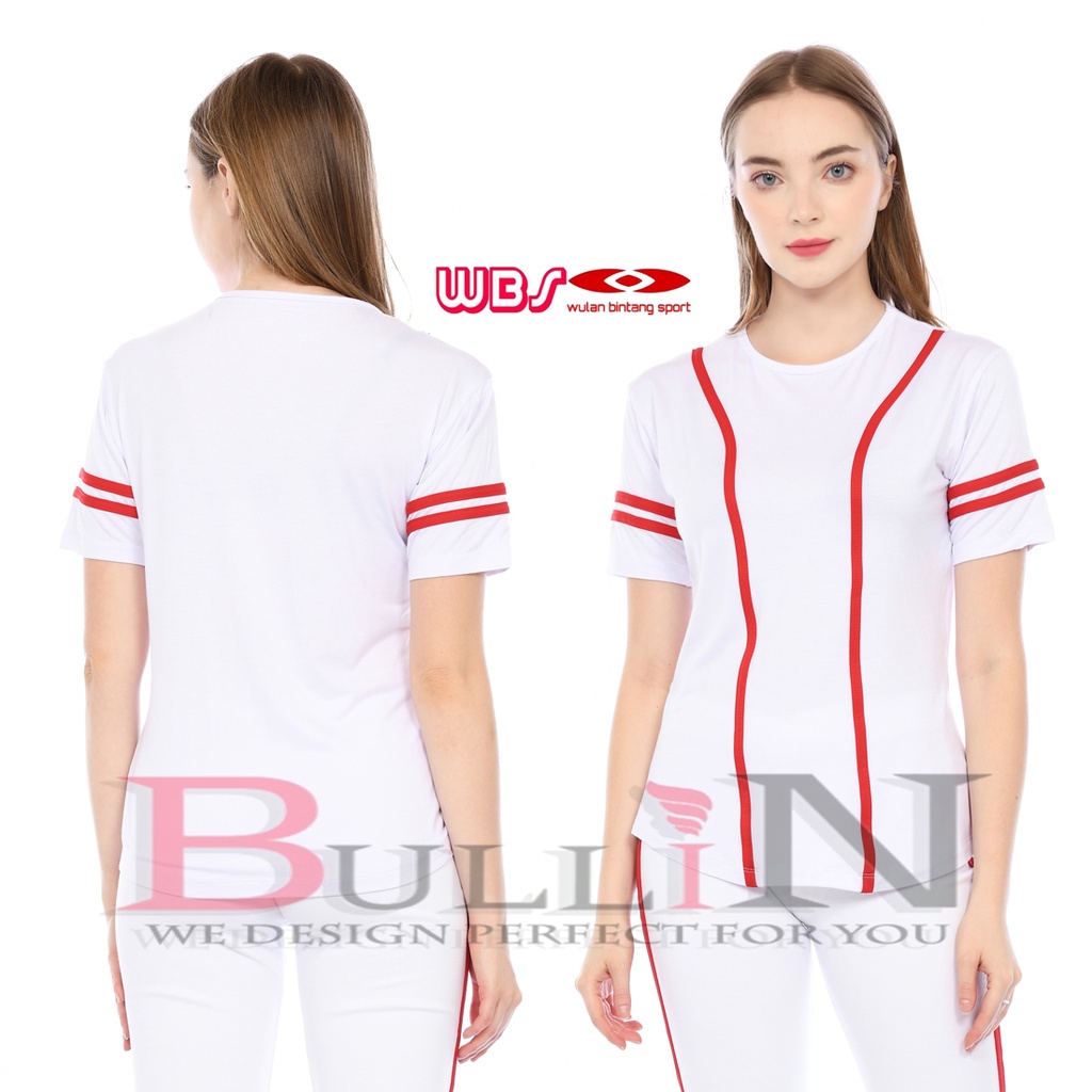 BULLIN | Baju zumba olahraga wanita merah putih / Baju kerin pendek wanita