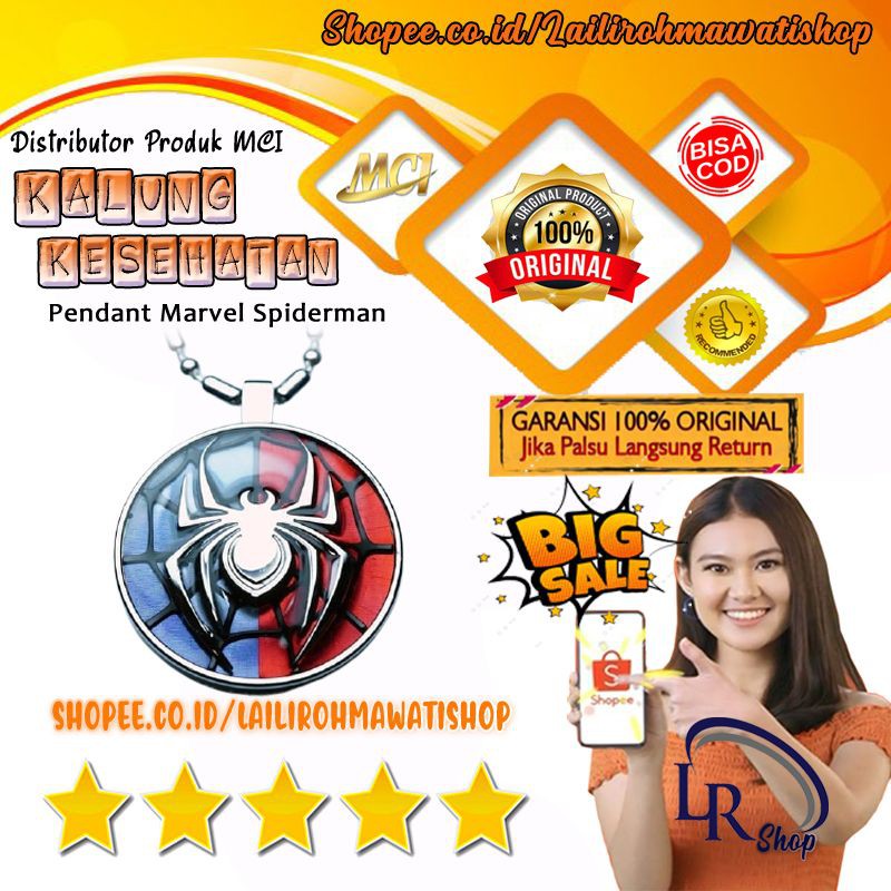 KALUNG KESEHATAN MCI PENDANT SPIDERMAN EDISI MARVEL - KALUNG MCI ASLI SPIDERMAN - KALUNG MARVEL MCI