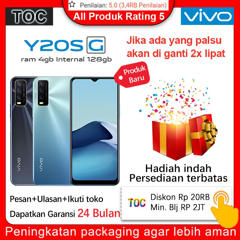 VIVO Y20S G 4/128 RAM 4GB 128GB Garansi resmi Original