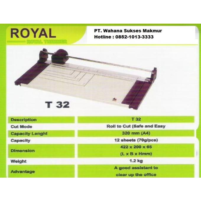 

Pemotong Kertas Royal Trimmer Paper Cutter T32 Terbaru