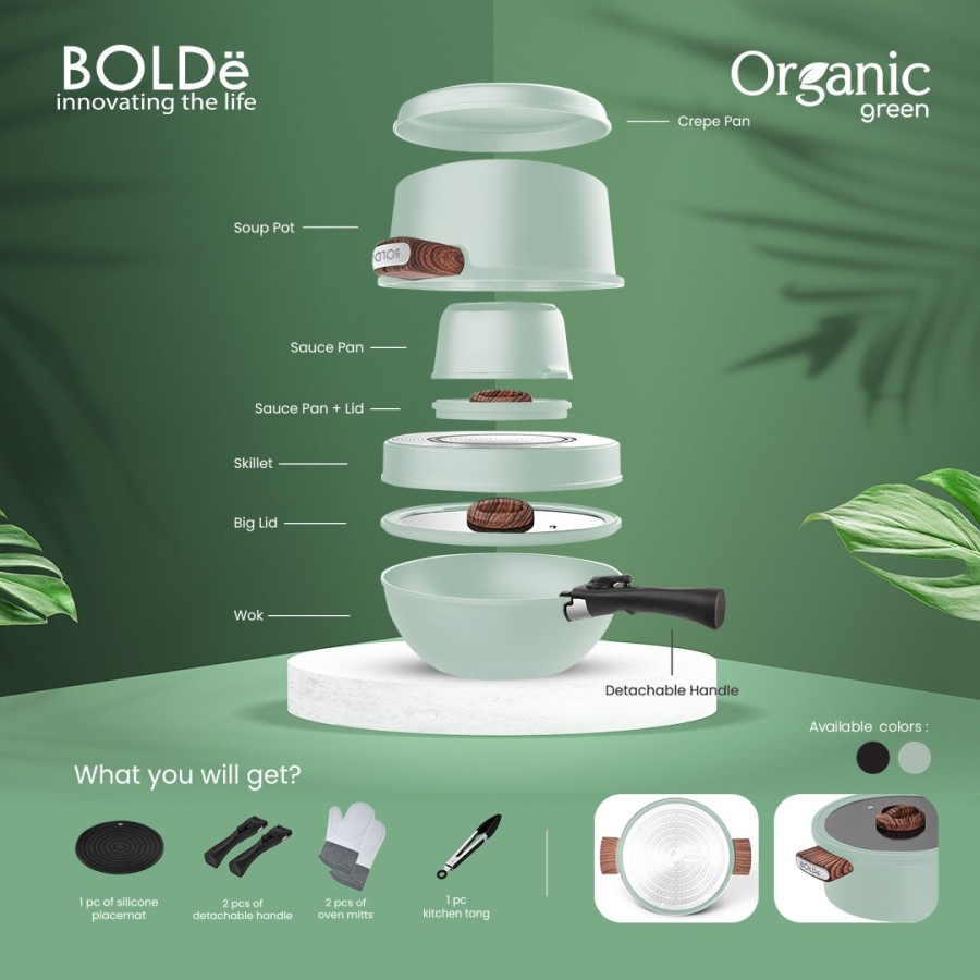 BOLDe Organic Green All In One 9 in 1 cookware