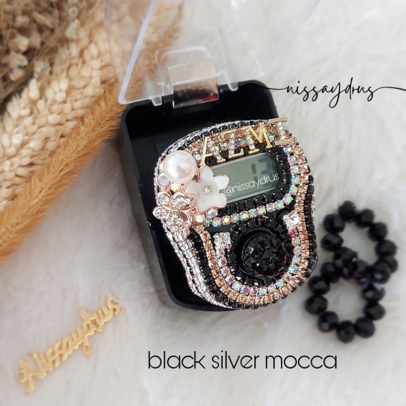 Nisa Aydrus - Black Silver Mocca Tasbih Digital Swarovski Cantik