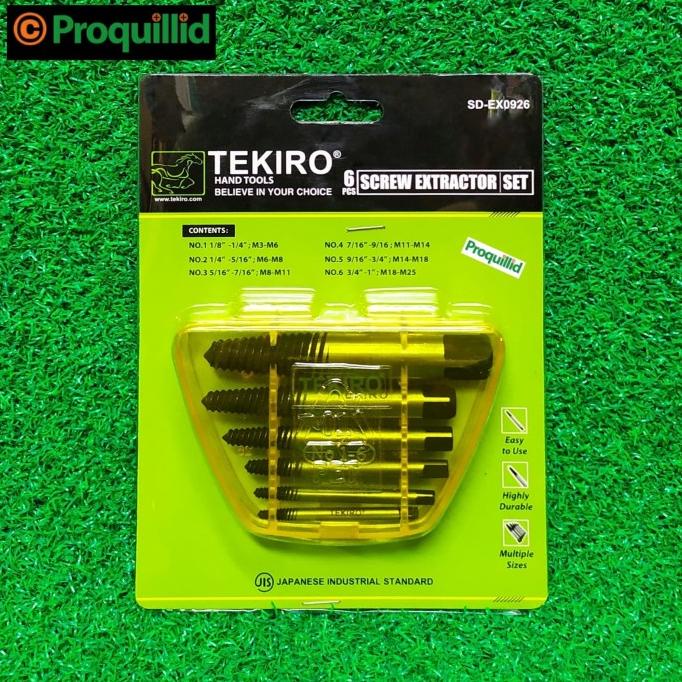 Hand Tap Ulir Balik Drat Kiri Baut Patah Screw Extractors Set Tekiro