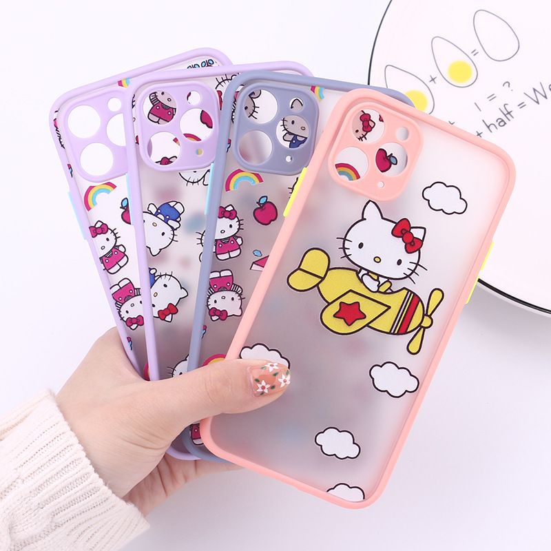 Skin Feel Case Camera Protection Case Brand Hello Kitty Ungu Lilac HK FM15 FM17 Xiaomi Redmi 5A 6A 8 9 Prime 9A 9i 9C 10 Note 4 X 5A 7 Pro 8 9 10s 5G Poco X3 M3 Vivo V20 V21 V23e Y11 Y12 Y15 Y17 Y20i Y12s Y30 Y30i Y50 Y91 Y93 Y95 Infinix Smart 5 Hot 10s