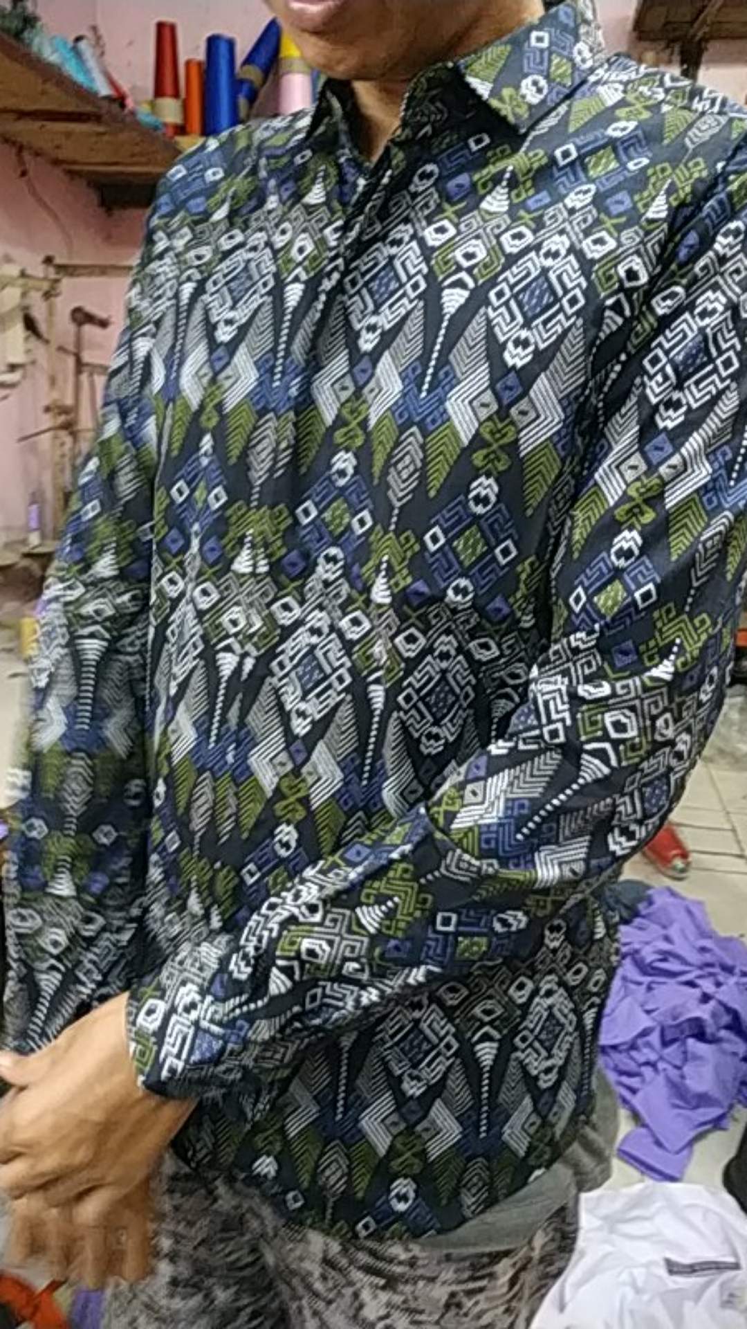 (bisa Seragaman) Biajo.shop Kemeja Batik Modern Pria Slim Fit Lengan Panjang Cotton Stretch Premium