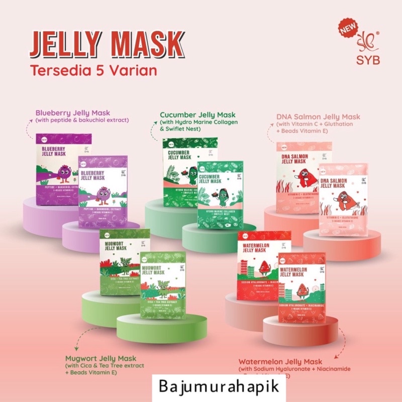 SYB Jelly Mask DNA Salmon/ Blueberry/ Cucumber/ Watermelon/Mugwort