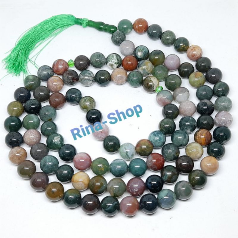 tasbih batu giok hijau lumut suluki 12mm 99butir natural