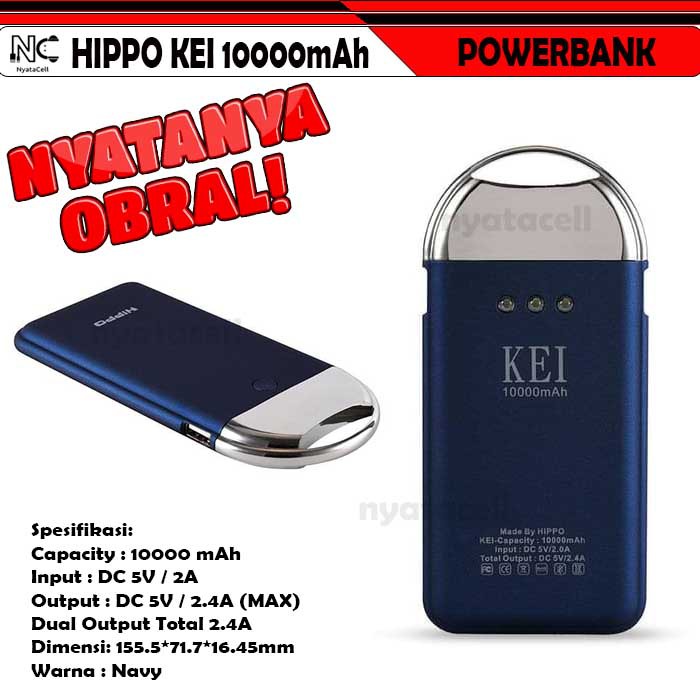 Powerbank Hippo Kei 10000mAh Simpe Pack Power Bank 10000