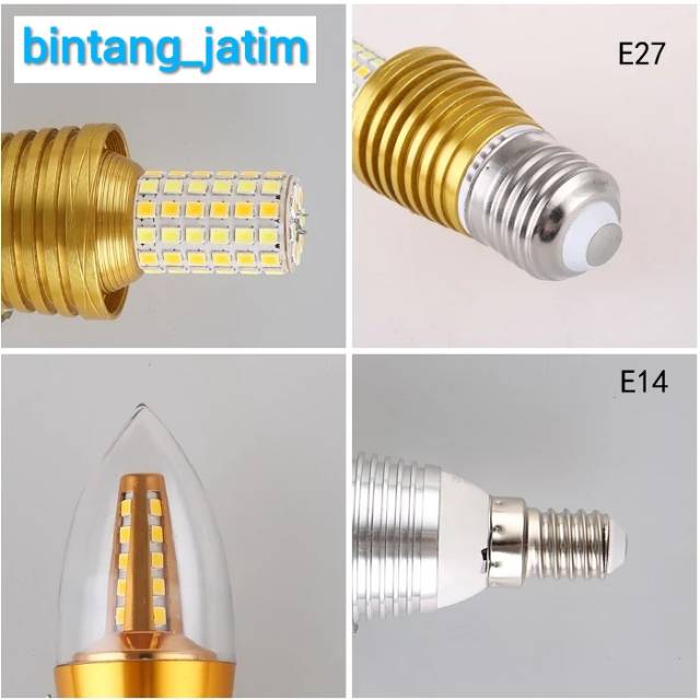 lampu candel led E14/ E27 untuk lampu gantung hias 5w/ lampu lilin/