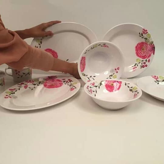 READY - ONYX SEIV ELONA MELAMIN - SET PIRING GELAS MELAMIN MOTIF BUNGA