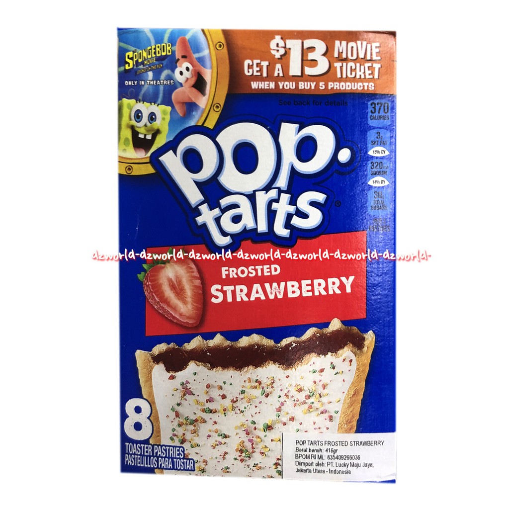 Pop Tarts Frosted Blueberry 8 Toaster Roti Instant Blue Berry Poptarts 416gr