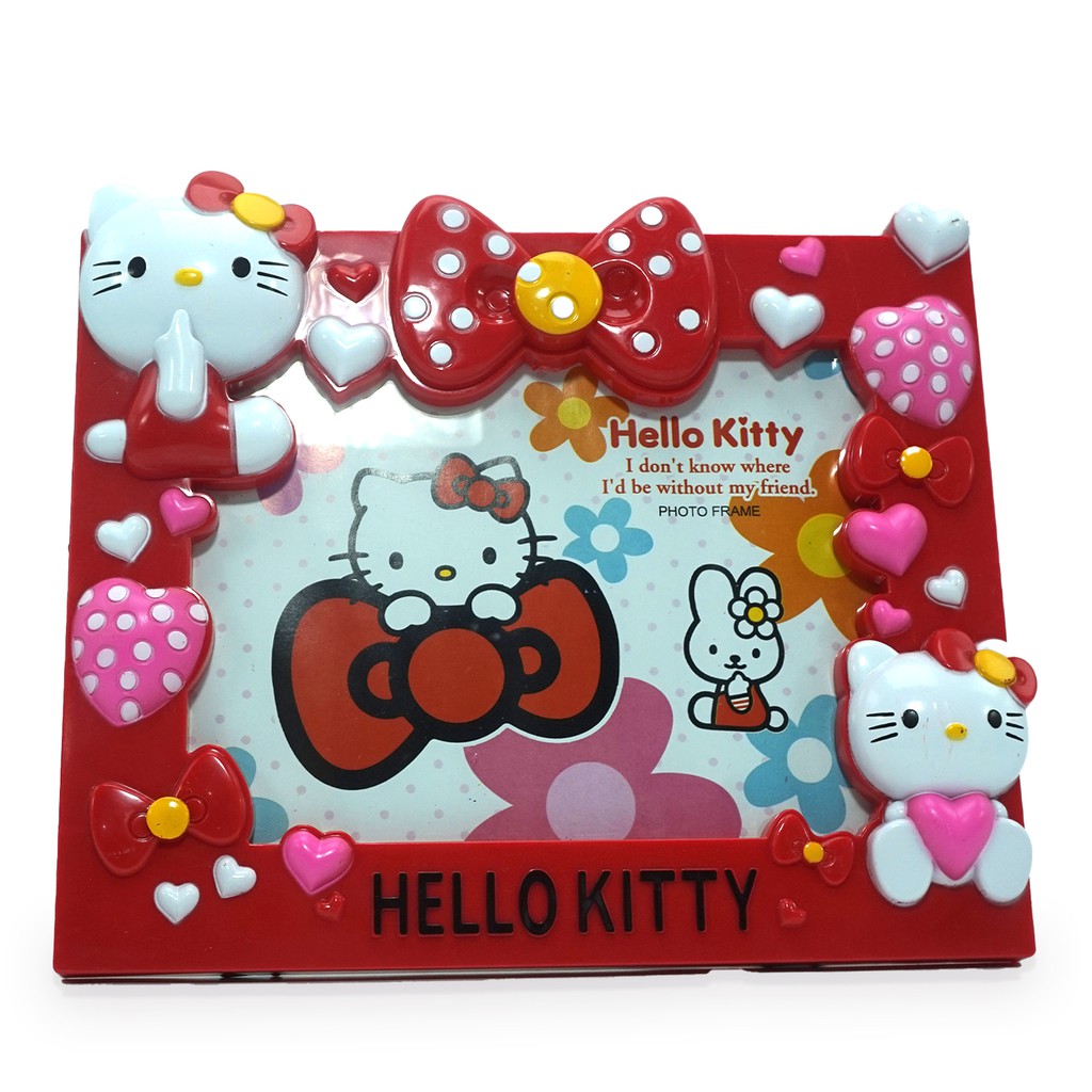 Frame Bingkai Foto 5R Pas Foto Hello Kitty Merah Lucu Murah kaca Kuat