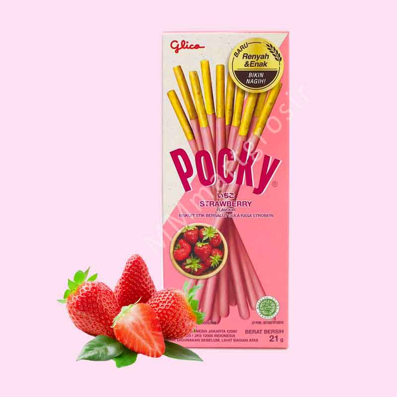Glico Pocky / Biskuit Stik Bersalut Krim / Biskuit Stik Rasa Strawberry / 21gr