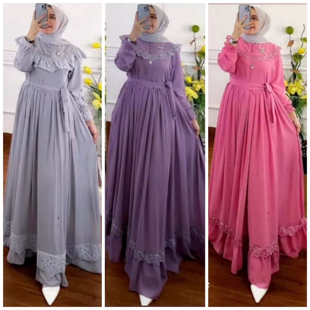 Jessy Maxi / Gamis Wanita Kekinian / Gamis Wanita Terbaru / Maxi Dress Brukat / Dress Kondangan Terb