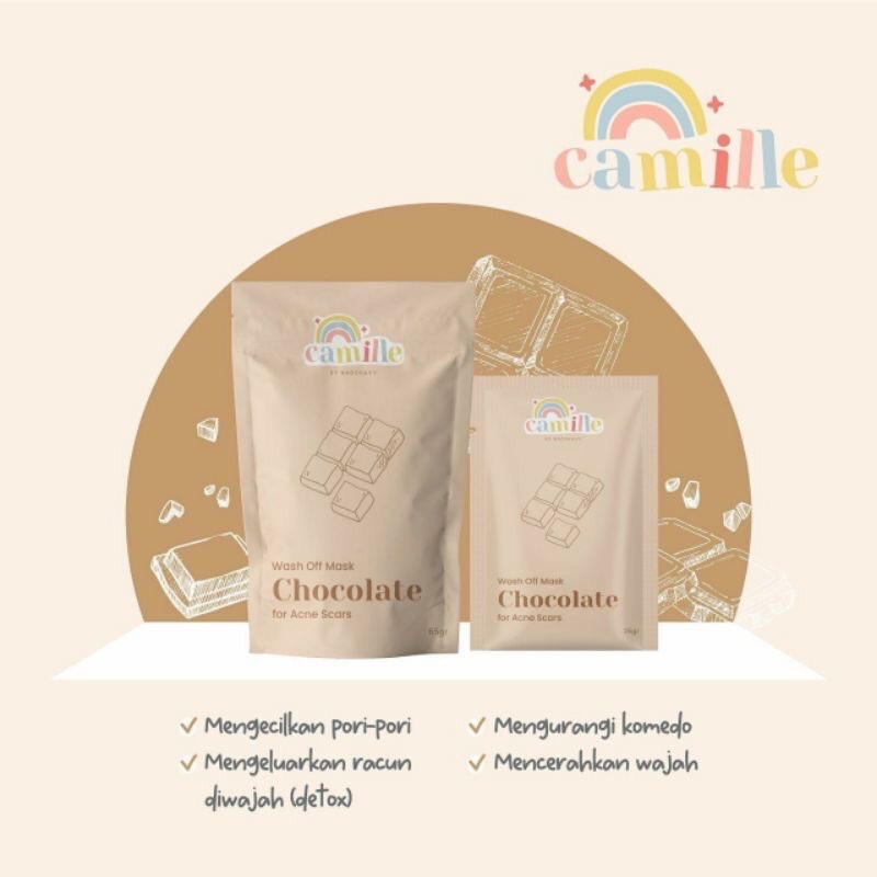 [BPOM] WASH OFF MASK BY CAMILLE BEAUTY 65gr - MASKER WAJAH DAN MASKER ORGANIK CAMILLE-Chocolate