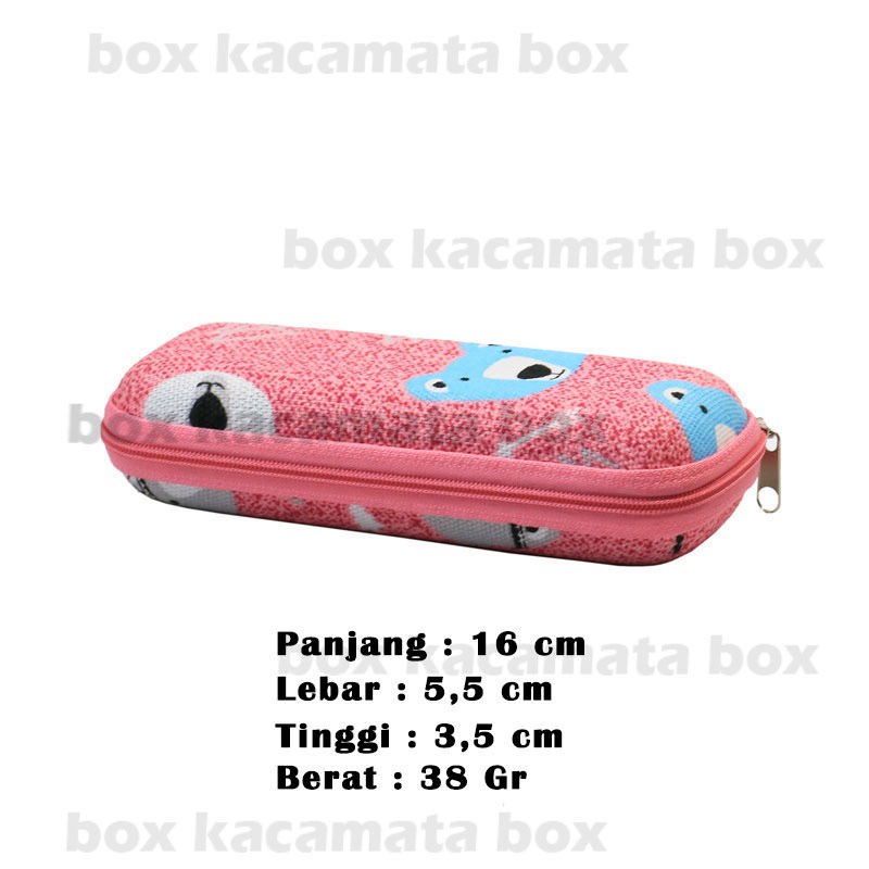 Tempat Kacamata Hard Case Soft Resleting Kotak Karakter Bear Cute Anti Penyok Multifungsi K 3