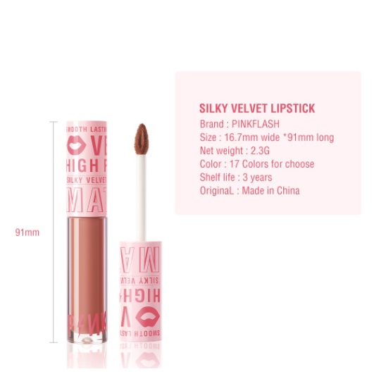 PINKFLASH #PinkDiary Silky Velvet Matte Lip Cream - Lip Krim Korea Tahan Lama