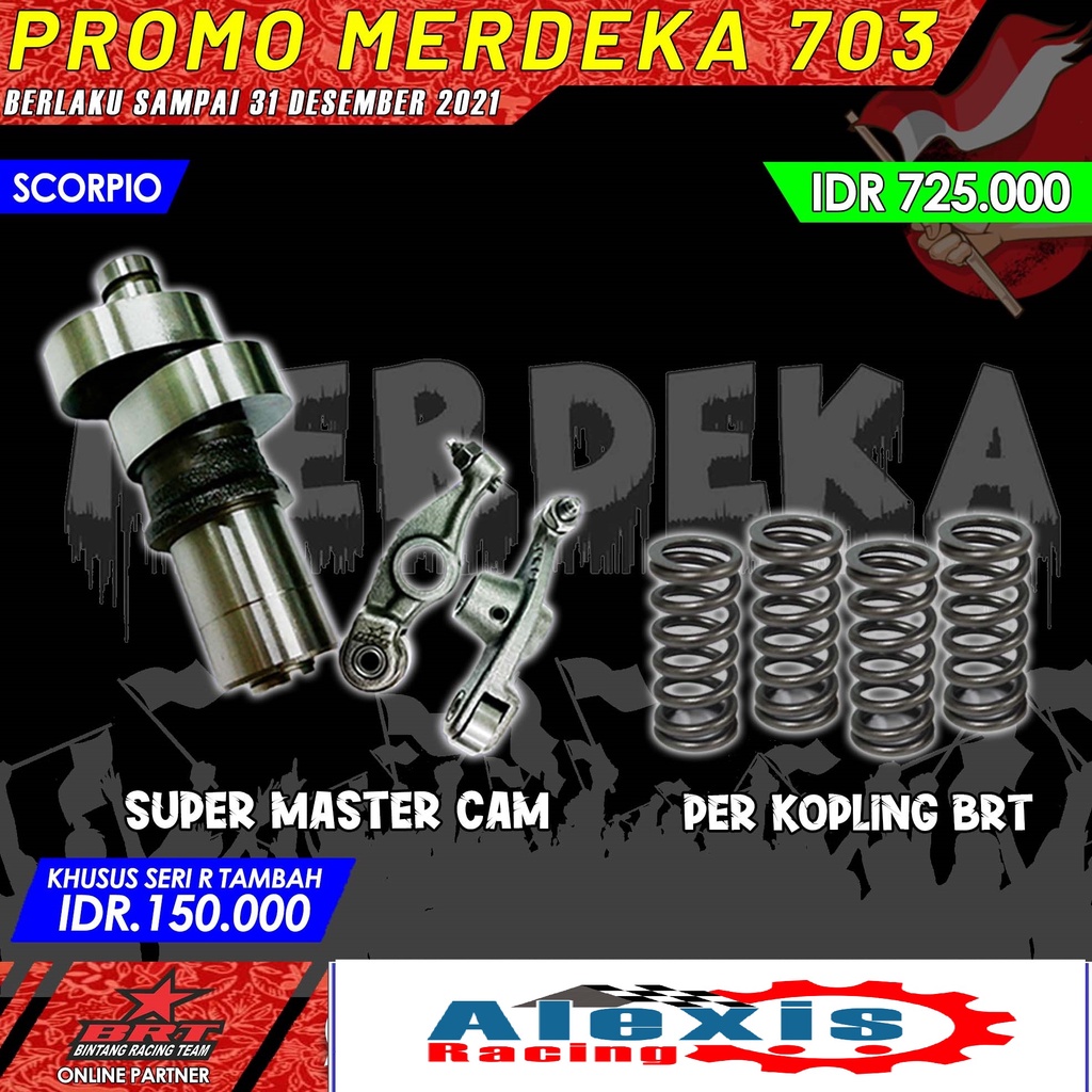 Super Master Cam BRT + RRA Pelatuk Roller Noken As Per Klep Scorpio