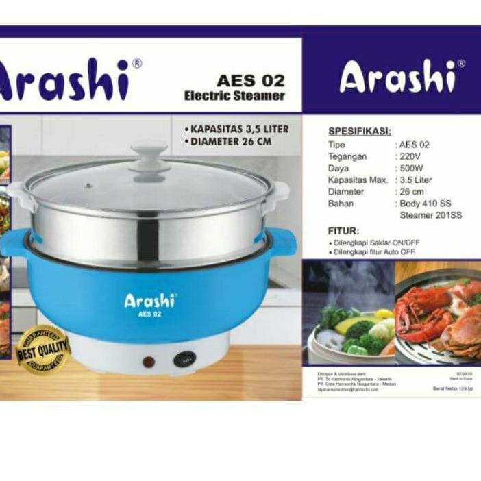 ➭ Panci Listrik Serbaguna Besar 26 Cm ARASHI - 3,5 Liter -Panci Elektrik ☪