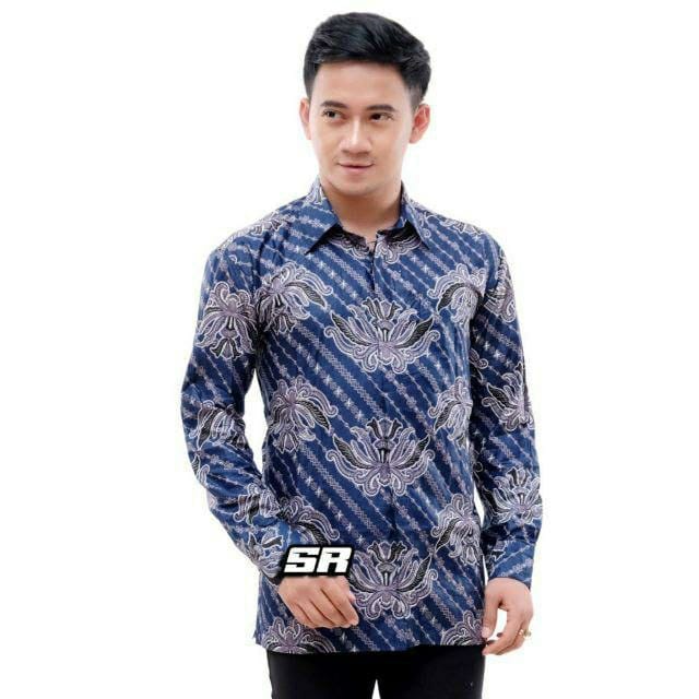 Batik Pria Lengan Panjang BATIK BERKAH HRB026 motif KERATONAN Kode 002 size M L XL XXL Reguler